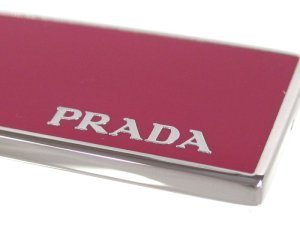 画像2: プラダキーホルダー/ ロゴ入りメタル キーリングプレート 1PS021 PEONIA ピンク