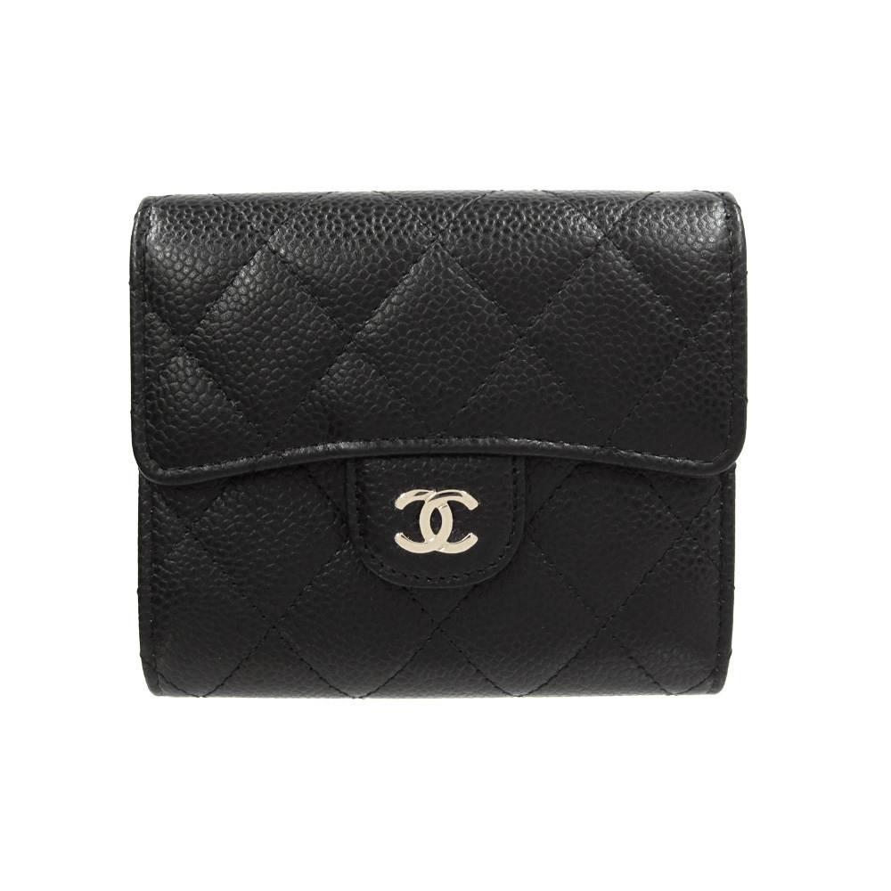 日本未入荷 CHANEL シャネル三つ折り財布 キャビアスキン マトラッセ ...